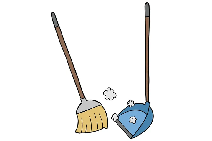 Kvast och sopbricka illustration